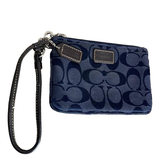 COACH Blue Signature Canvas Wristlet