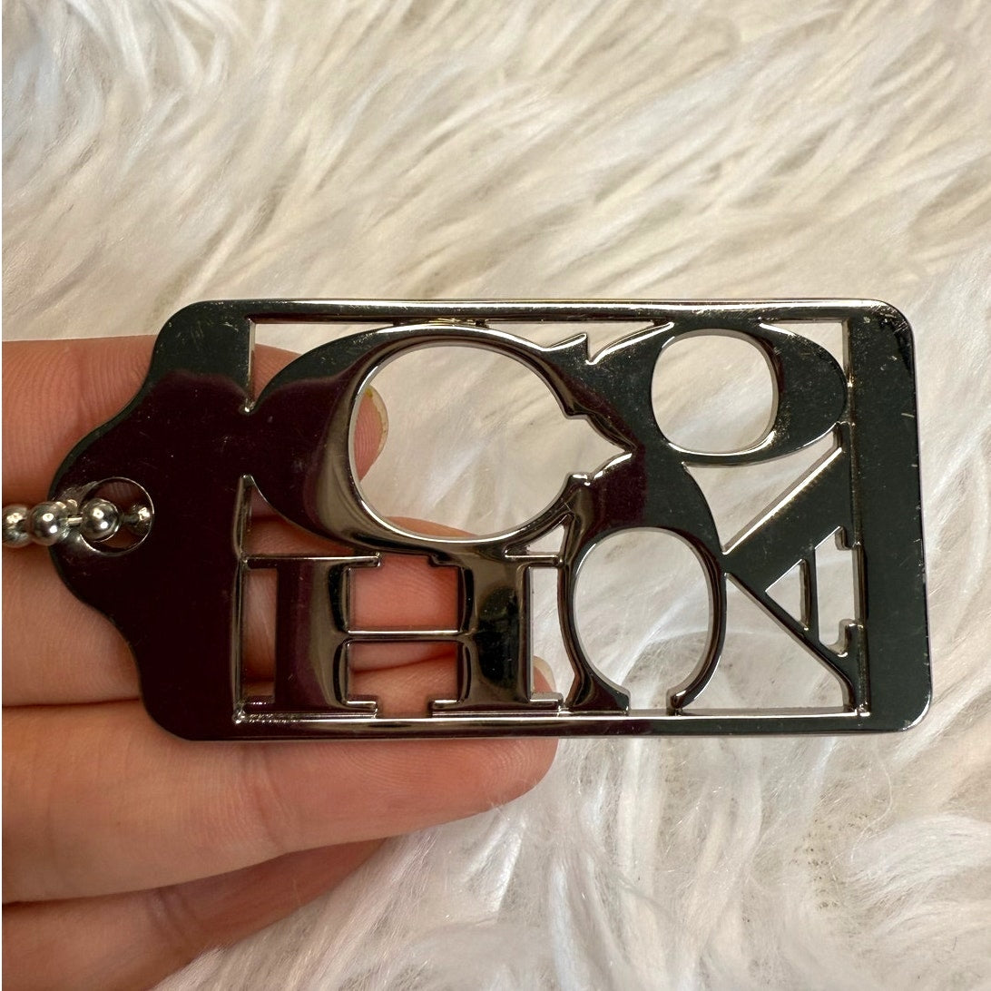 2.5” y2k COACH Vintage Logo Scripted Fob Bag Charm Hang tag Hangtag