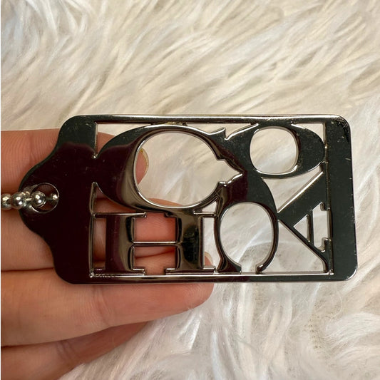 2.5” y2k COACH Vintage Logo Scripted Fob Bag Charm Hang tag Hangtag