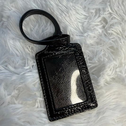 y2k COACH Black Patent Leather Luggage Tag Bag Charm