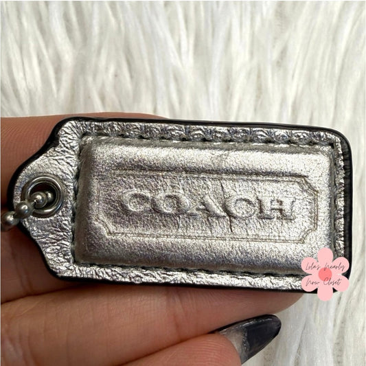 1.5" COACH Silver Fob Bag Charm Hang tag Hangtag