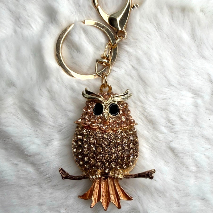 Cute Animal Owl Rhinestone Crystal Owl Keychain Fashion Charm Bag Charm