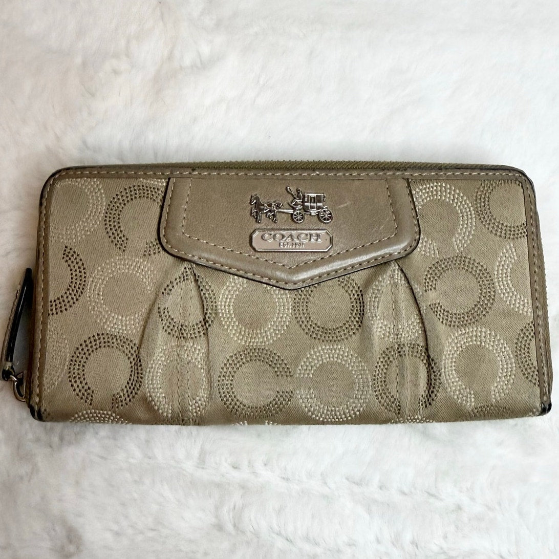 COACH Signature Canvas Zip Around Wallet