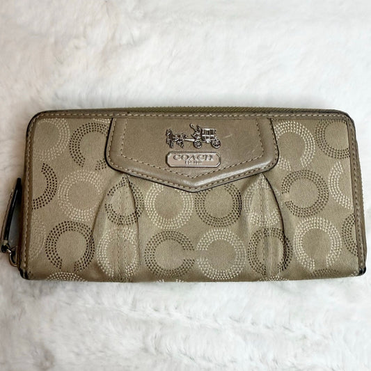 COACH Signature Canvas Zip Around Wallet
