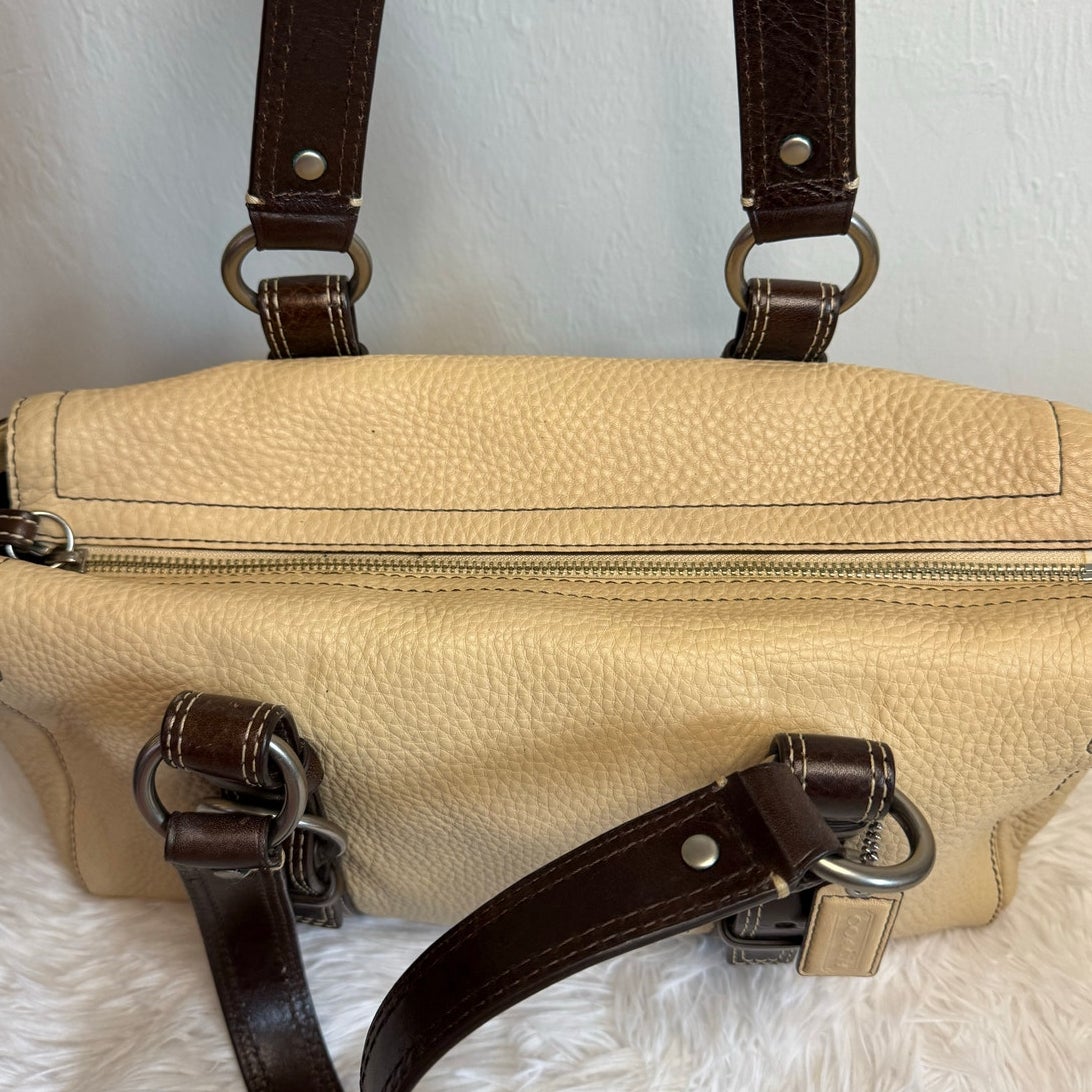 y2k COACH Chelsea Beige Brown Pebbled Leather Shoulder Bag