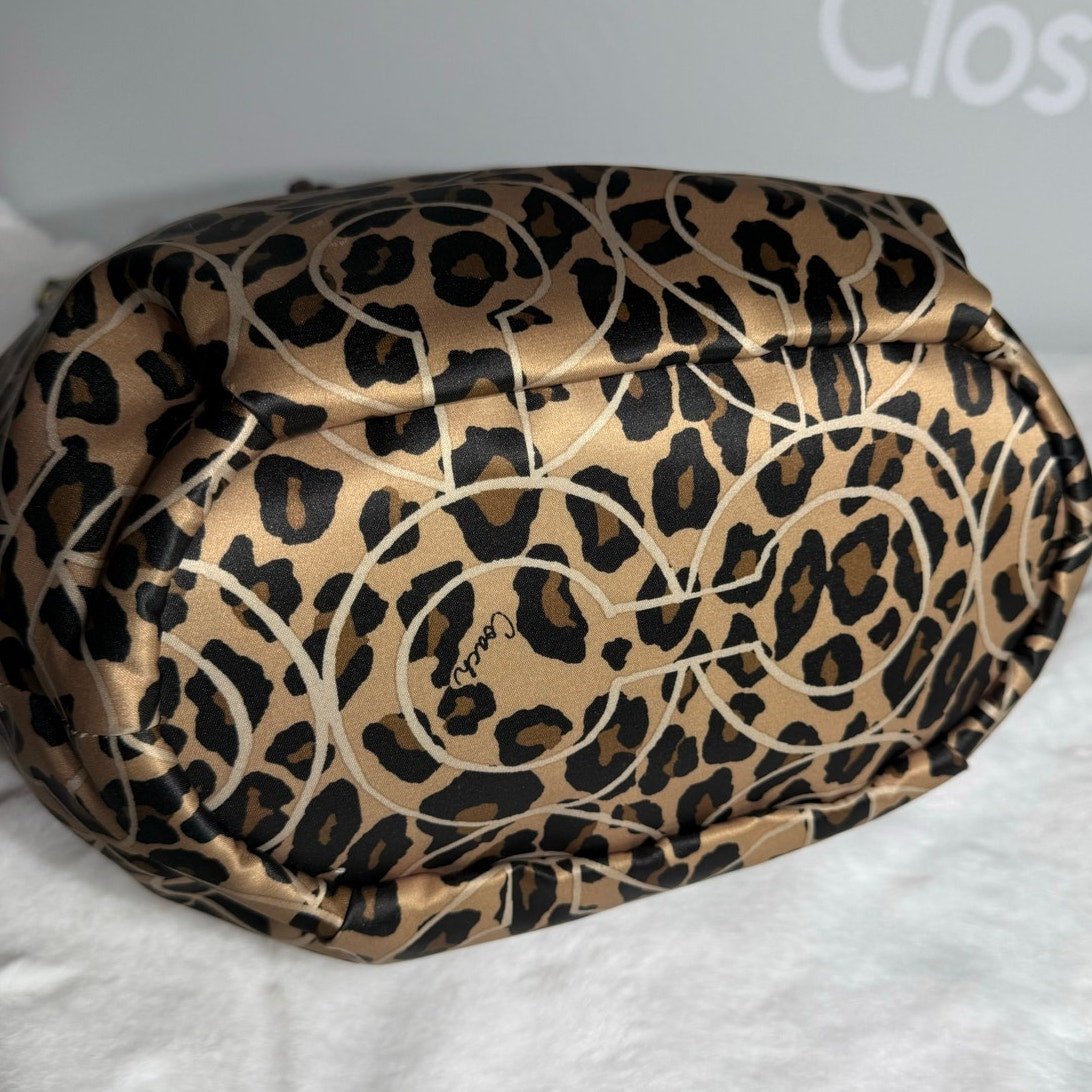 Coach Madison Ocelot OP Art Marielle Patent Leather Trim Bucket Drawstring Bag