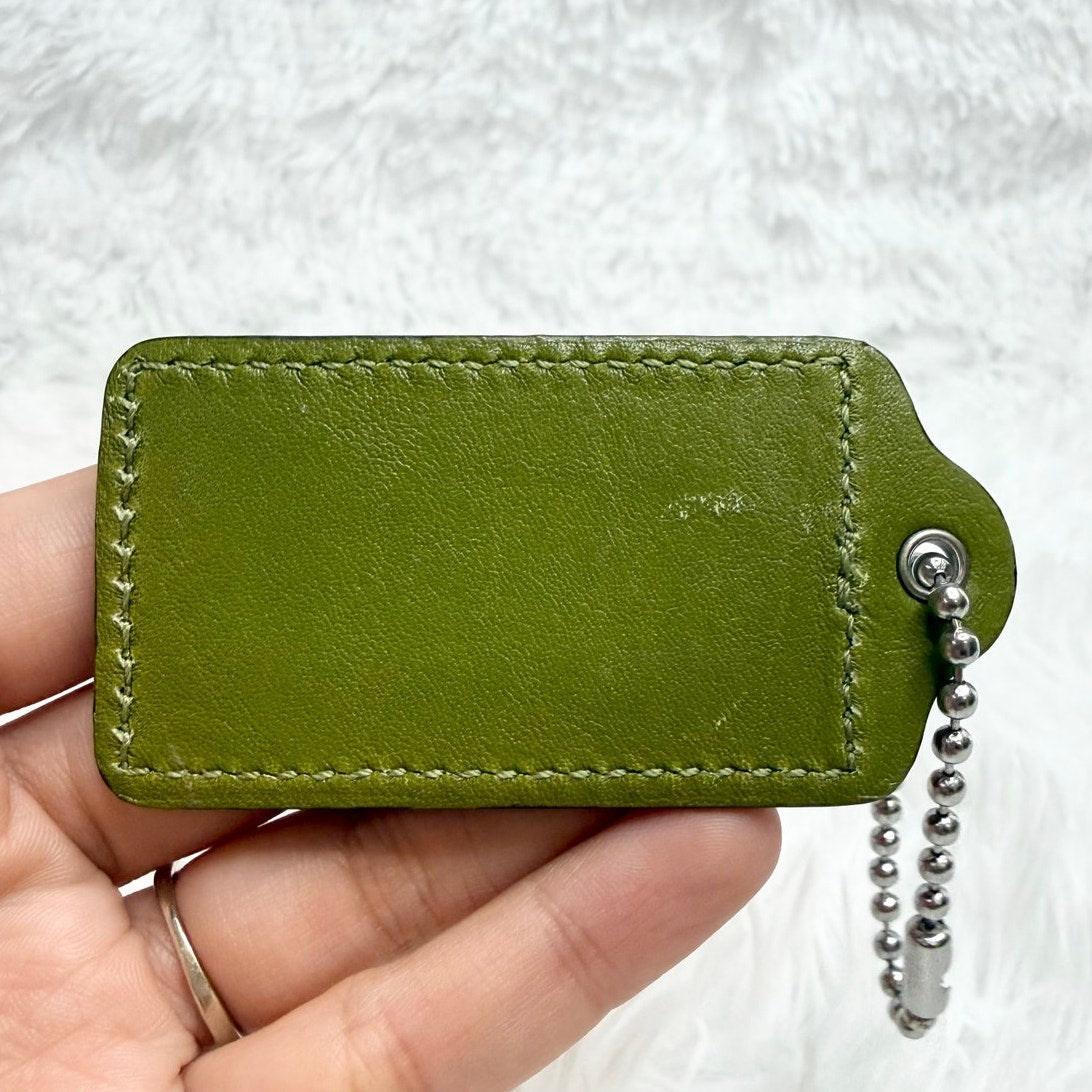 2.5" COACH Green Fob Bag Charm Hang tag Hangtag