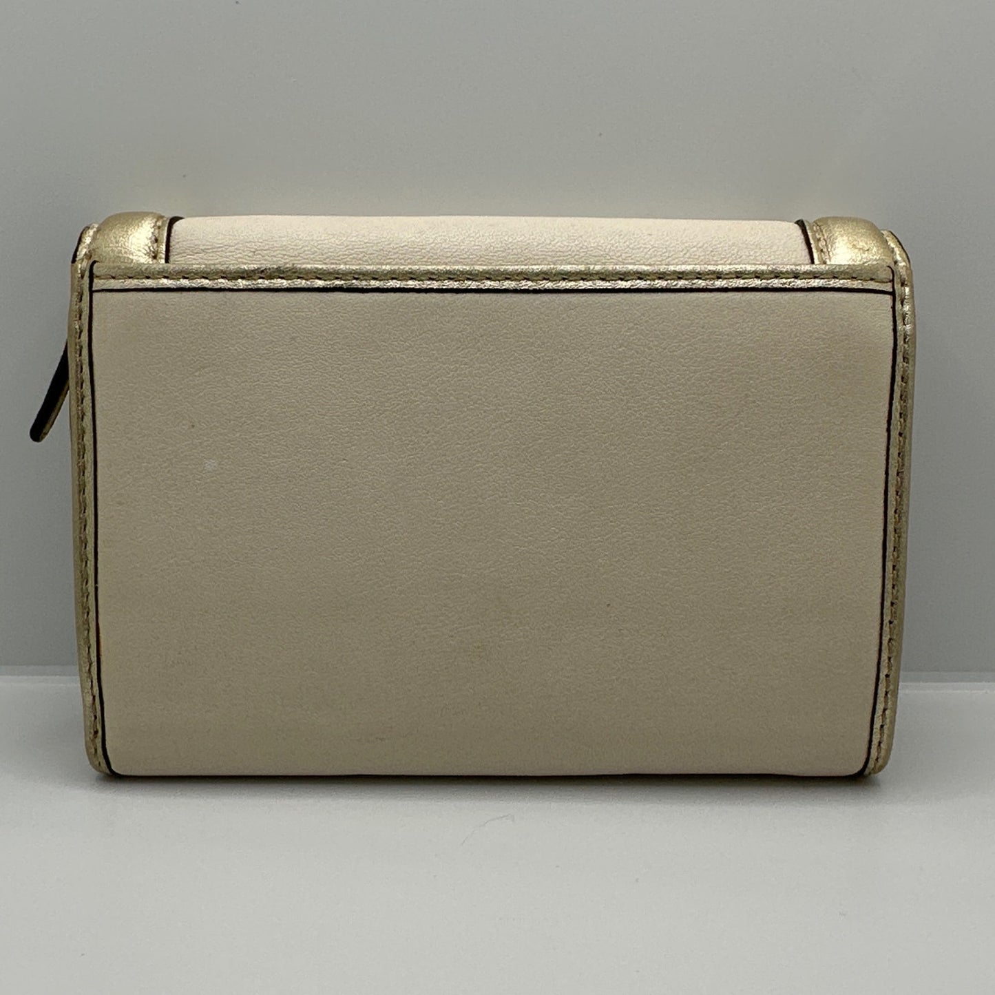 COACH Gold and off white Trifold Wallet