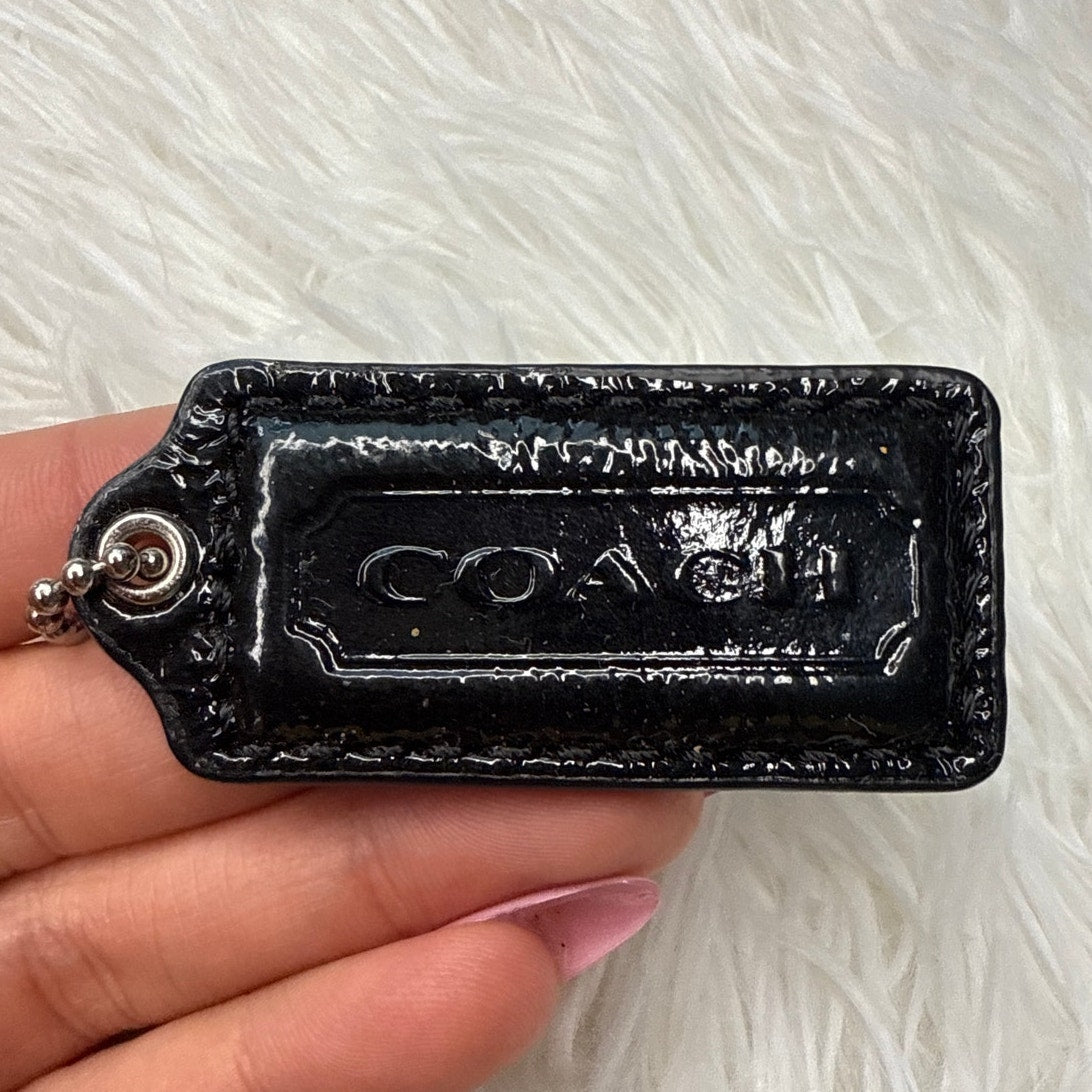 2" COACH Black Patent Leather Fob Bag Charm Hang tag Hangtag