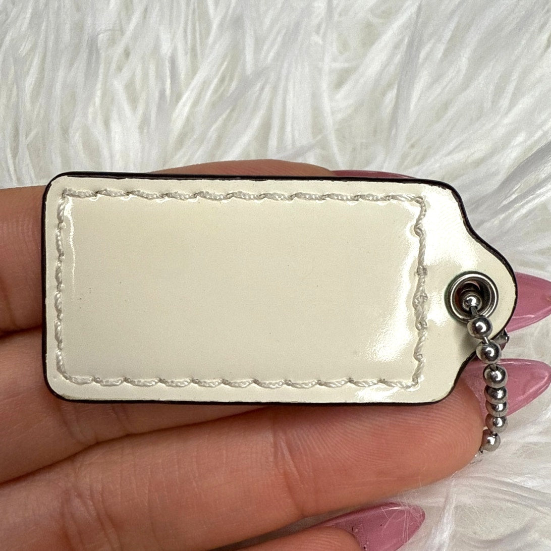 1.5" COACH Cream Patent Leather Fob Bag Charm Hang tag Hangtag