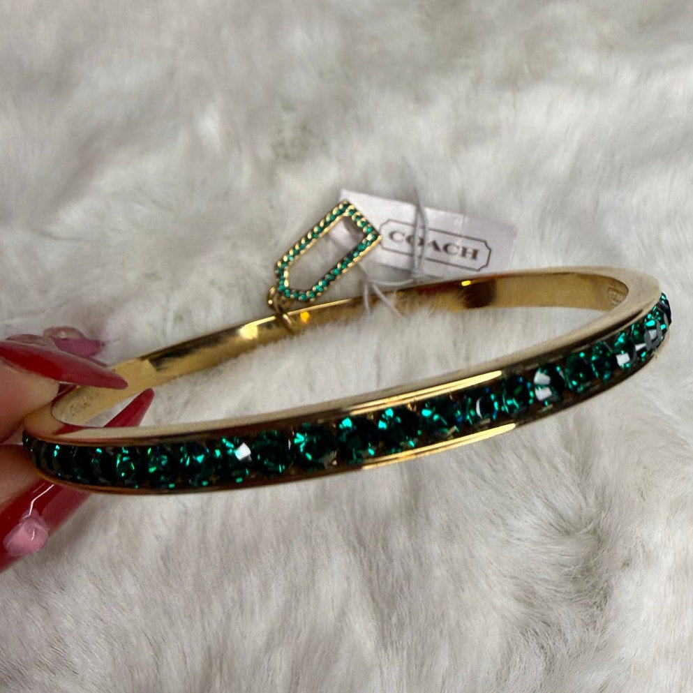 Coach Pave Crystal 96416 gold-tone bangle bracelet crystal hinge