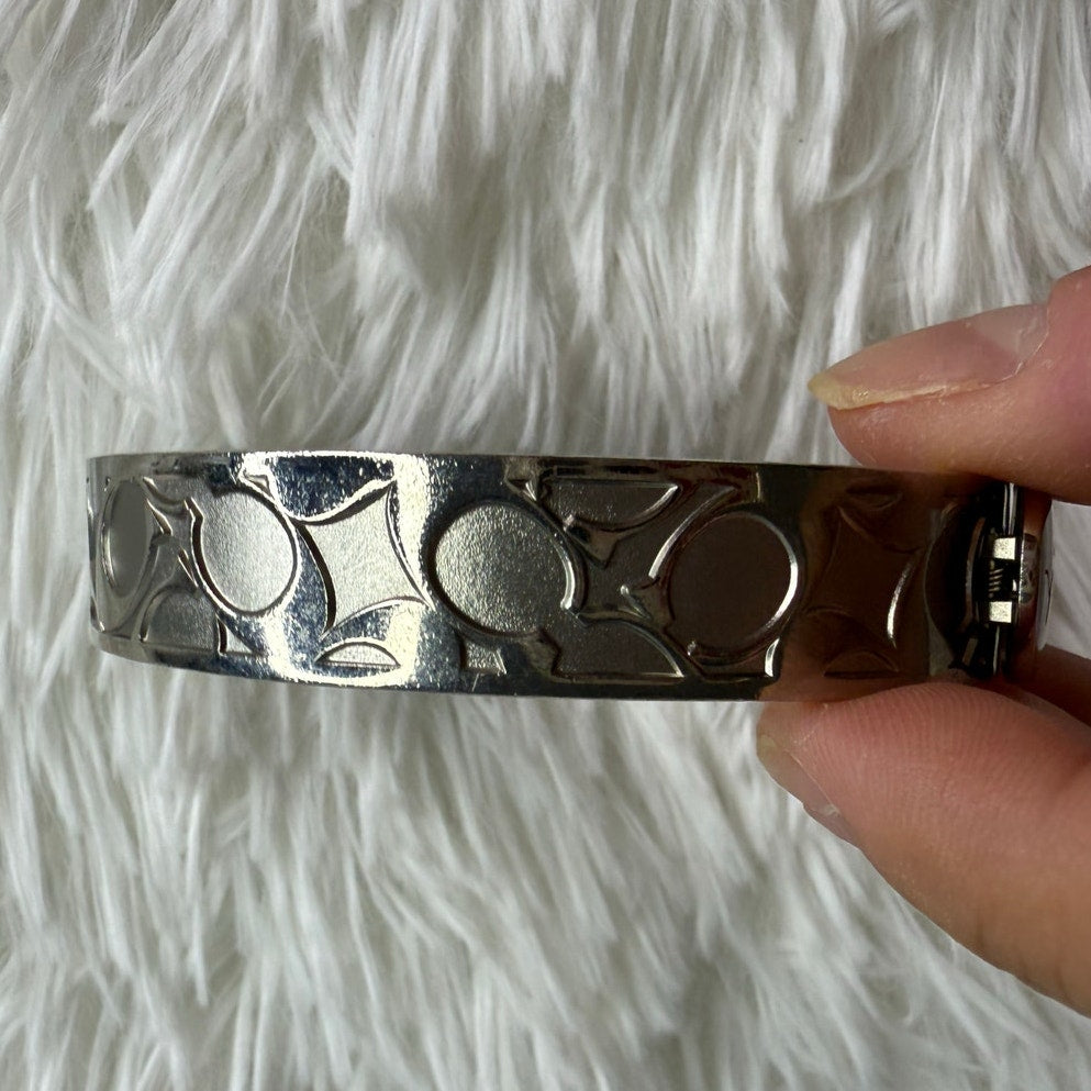 COACH C Logo Signature Silver Bangle Bracelet