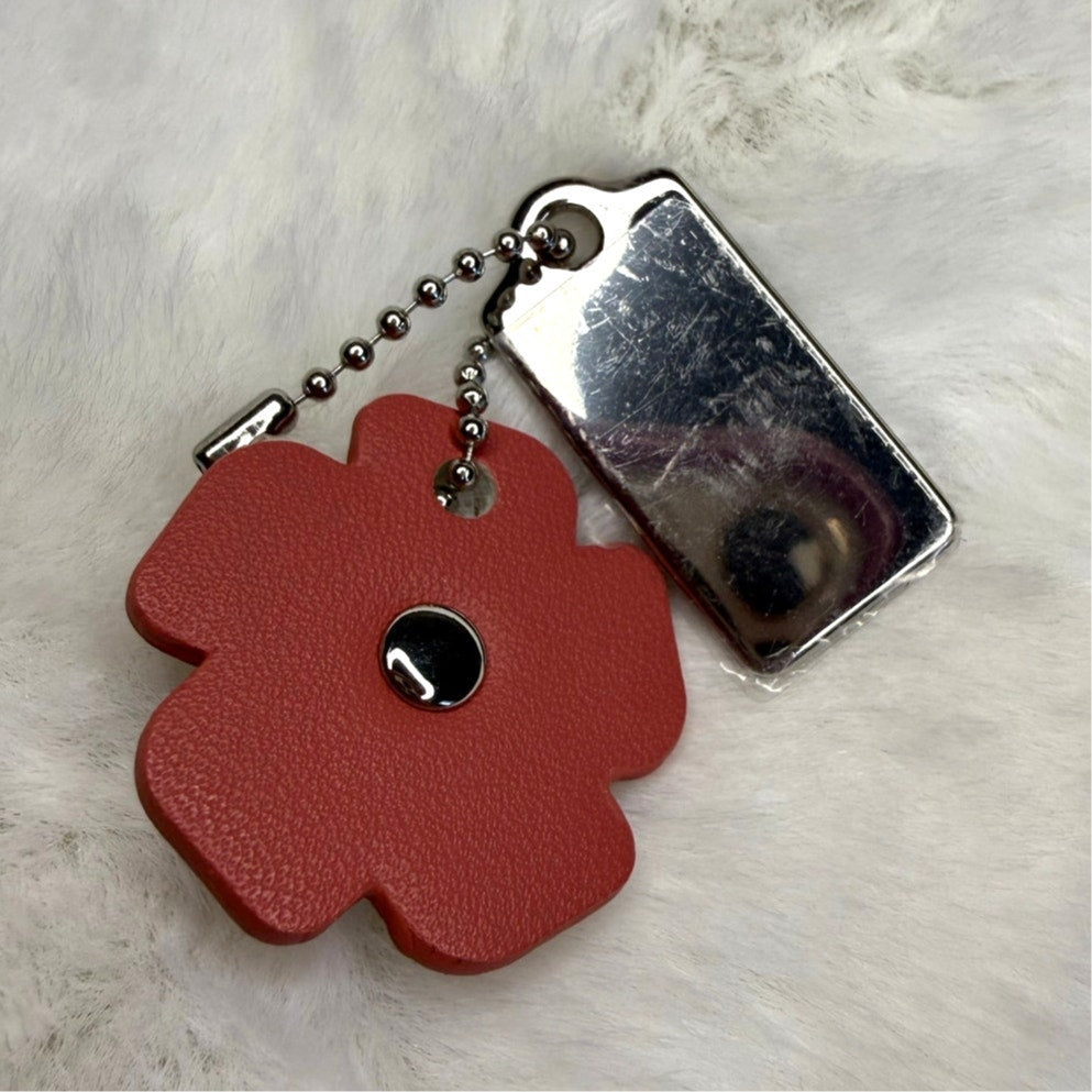 1.5" COACH Silver Tea Rose Flower Floral Bag Charm Hang Tag
