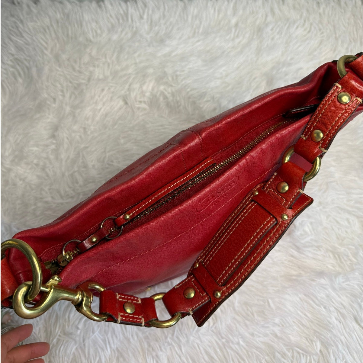 y2k COACH 2007 Red Carly 10615 Shoulder Bag