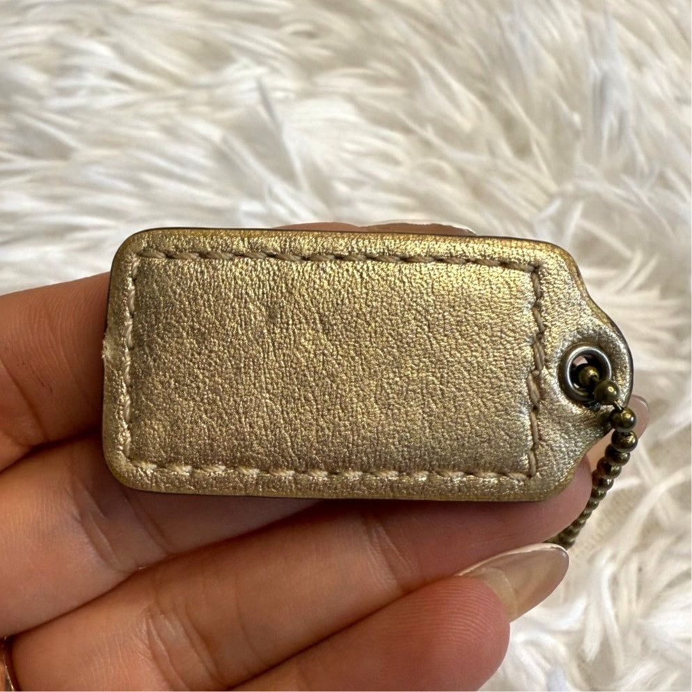 1.5" COACH Gold Fob Bag Charm Hang tag Hangtag