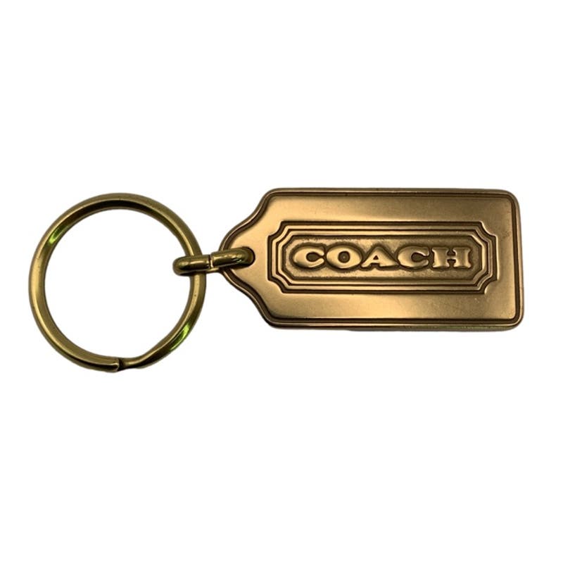 Rare COACH Vintage Thick Gold Brass Bag Fob Key Ring Key Chain