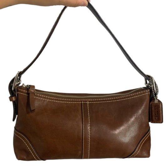 COACH y2k Brown Hamption Demi Baguette Shoulder Bag