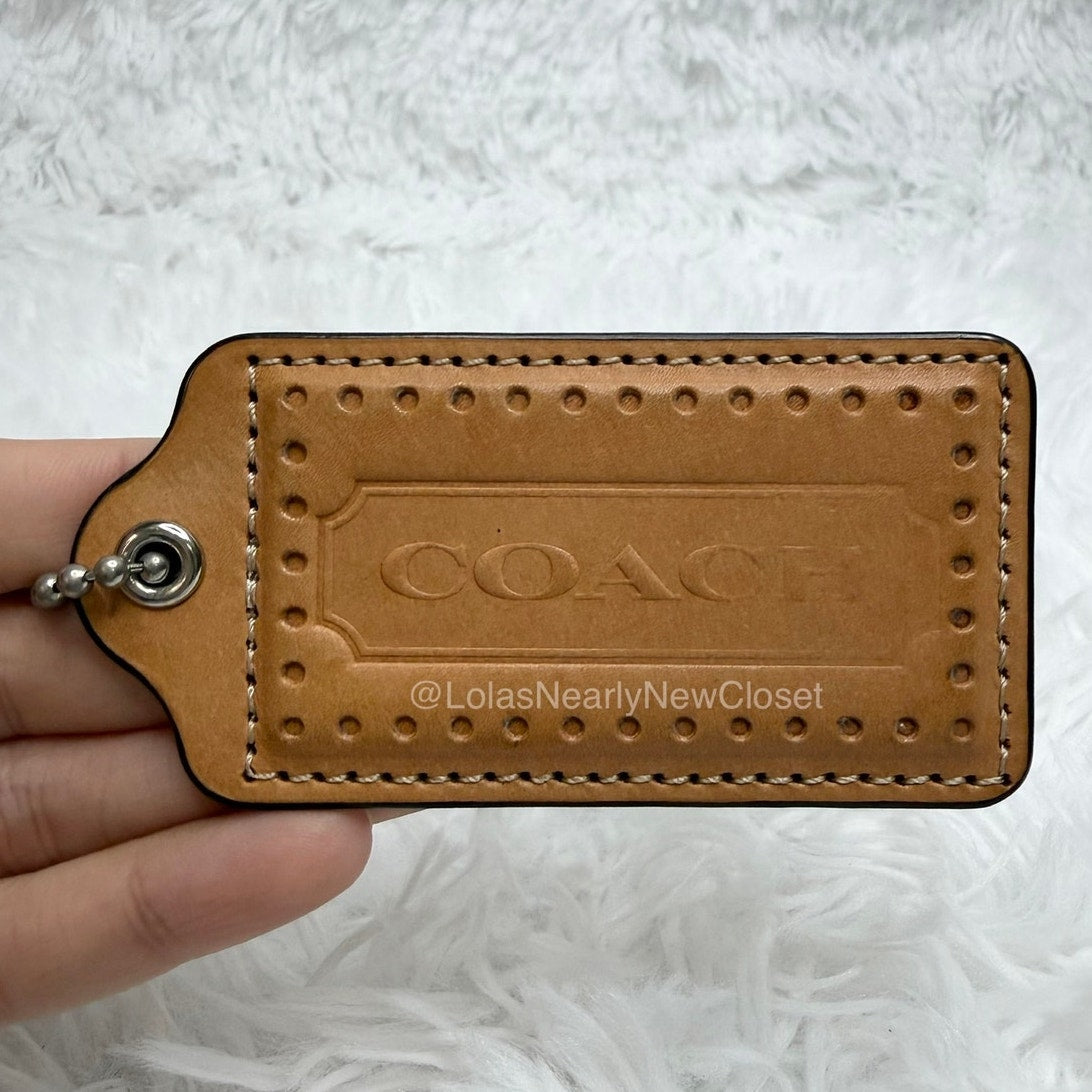 3" COACH Tan Fob Bag Charm Hang tag Hangtag