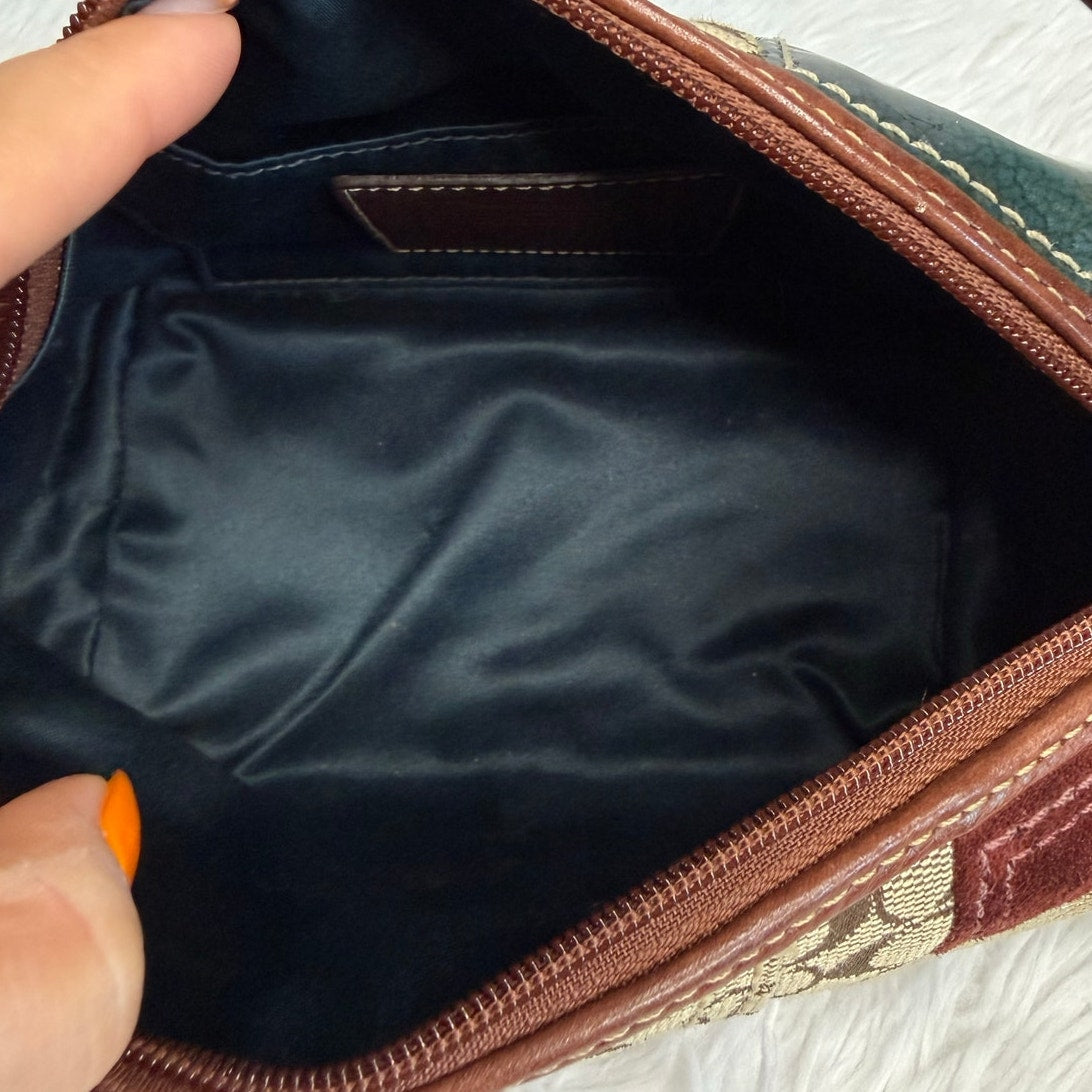 y2k Coach 2007 Patchwork Brown Mini Purse Bag Wristlet Baguette