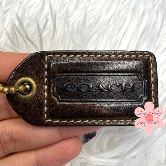 2" y2k COACH Vintage Brown Fob Bag Charm Hang tag Hangtag