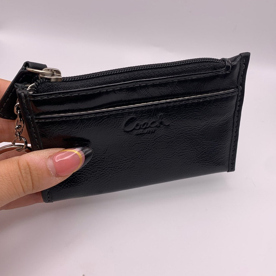 COACH Black Patent Leather Coin Purse / Cardholder