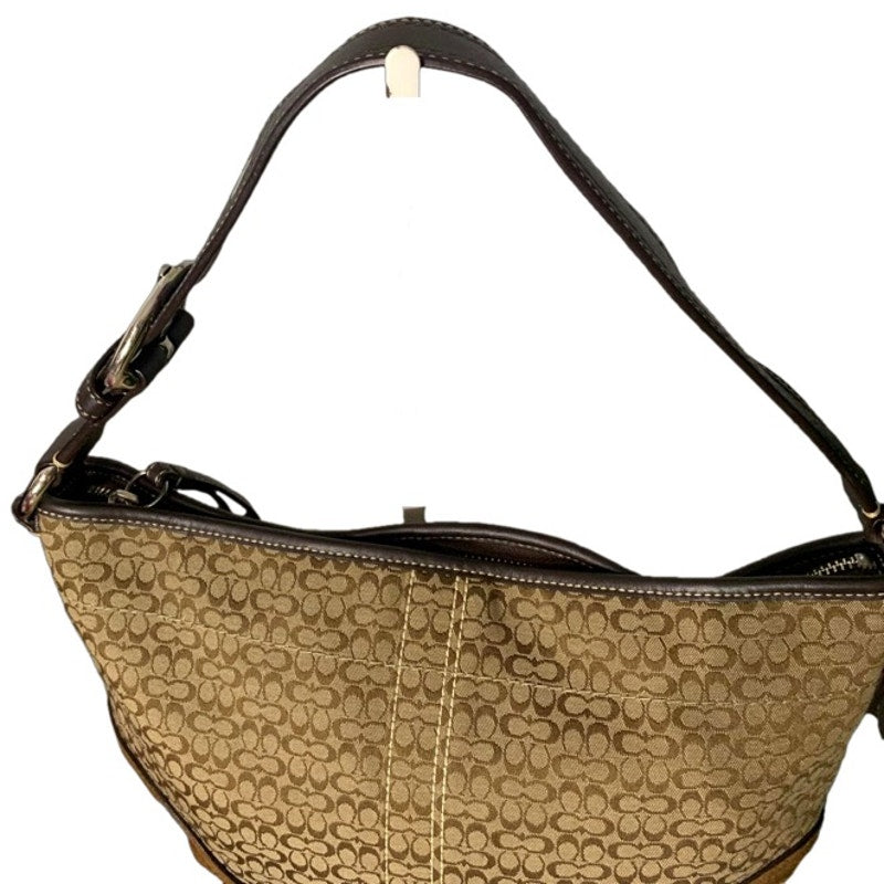 COACH Brown Signature Canvas Hobo Shoulder Bag