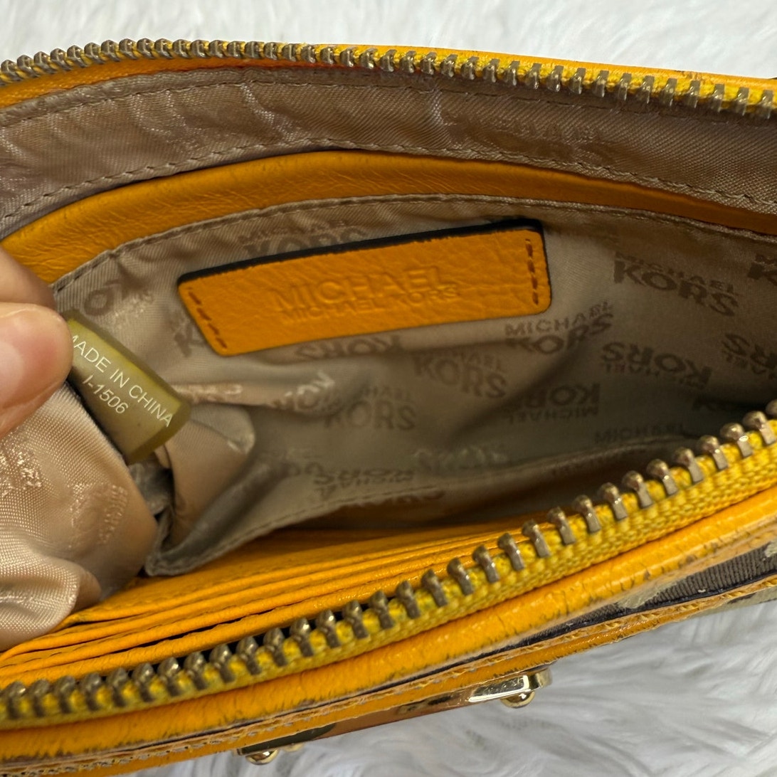 Michael Kors Brown Yellow Mini Purse Wristlet