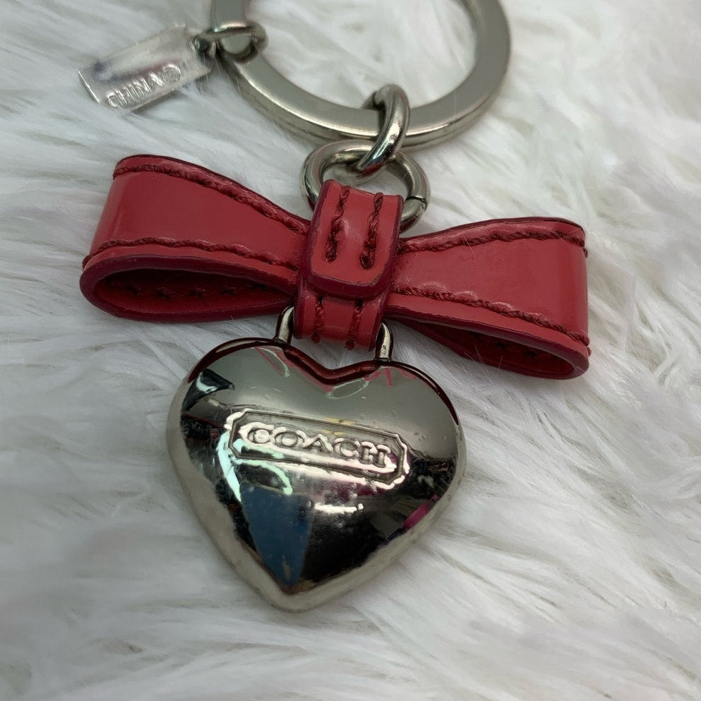 COACH Heart Bow Bag Charm Key Fob