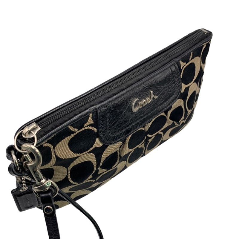 COACH Black Signature Canvas Wristlet