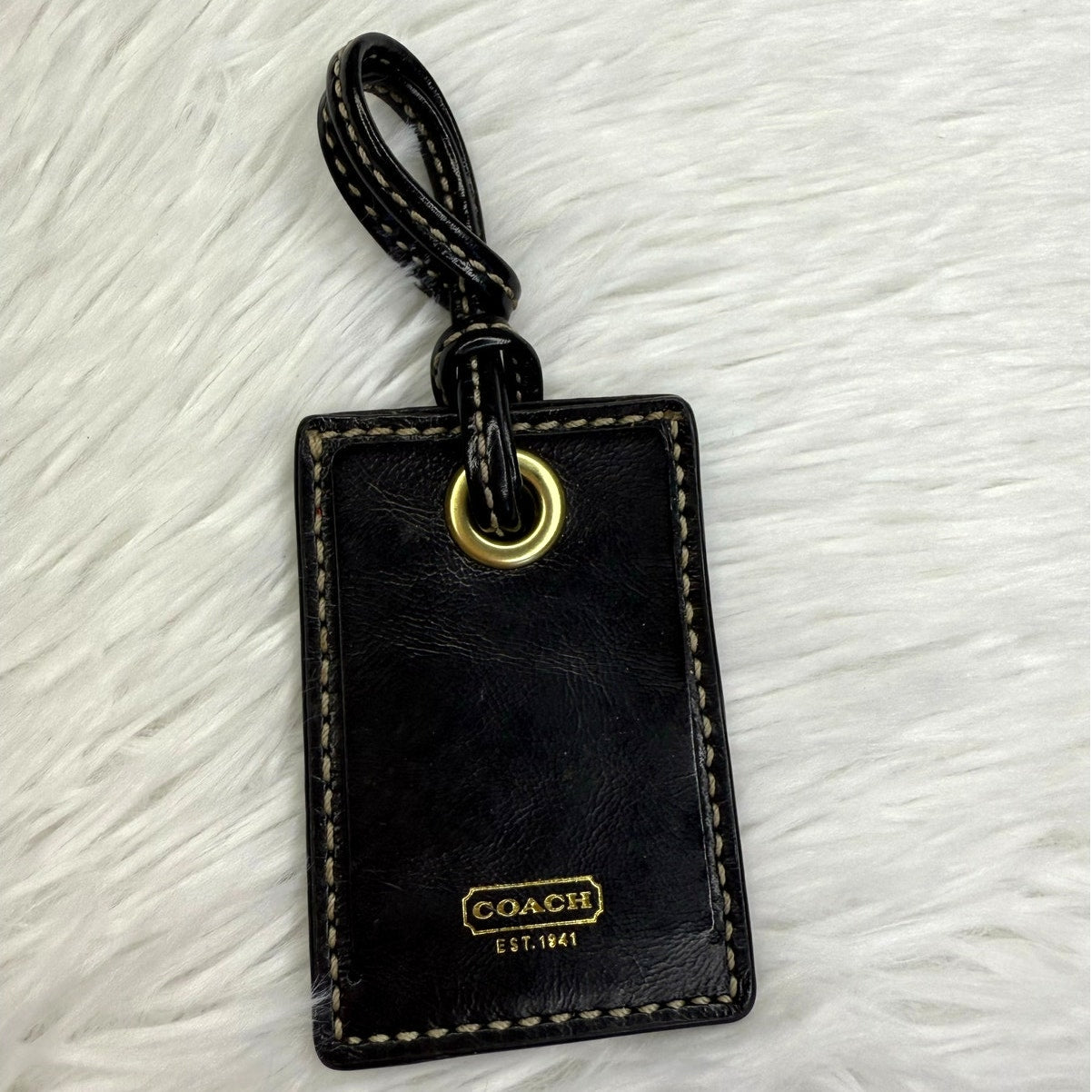 Vintage COACH Black Luggage Tag Bag Charm