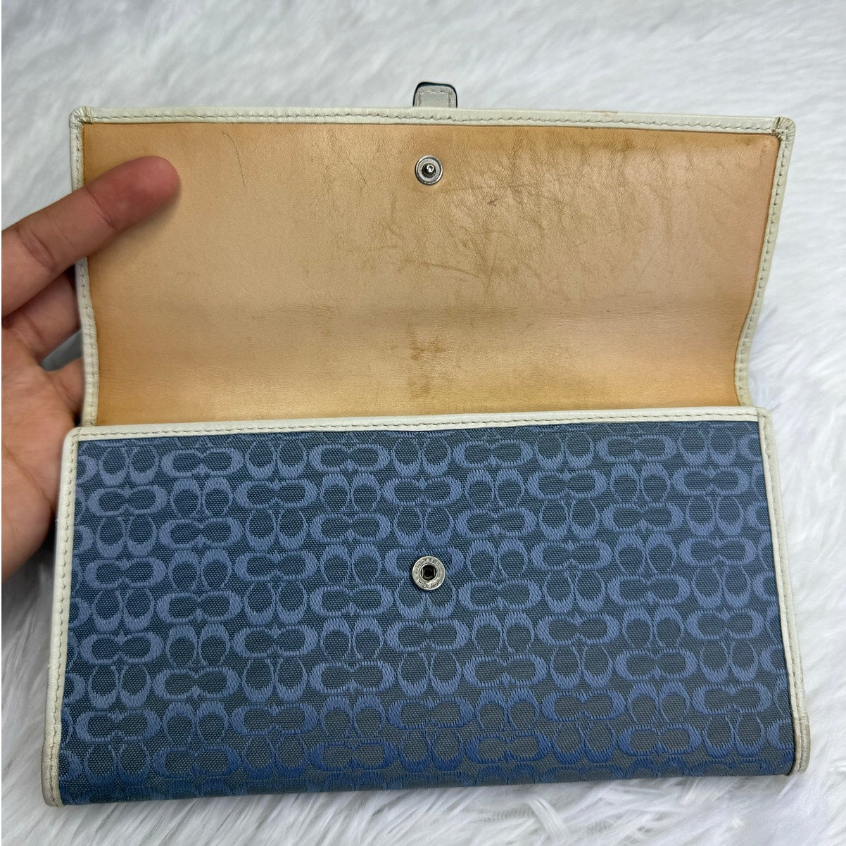 Vintage COACH  y2k Blue Soho Signature Wallet