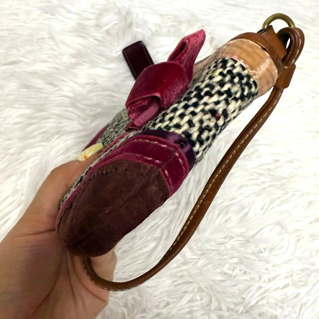 y2k Coach Vintage Limited Edition Soho Tweed Ribbon Bow Mini Purse Bag Charm