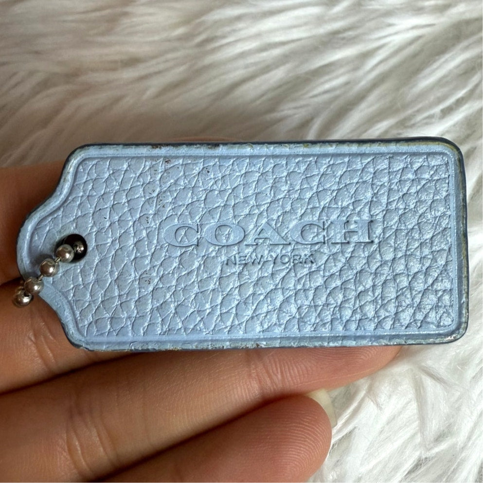 2" COACH Blue Fob Bag Charm Hang tag Hangtag