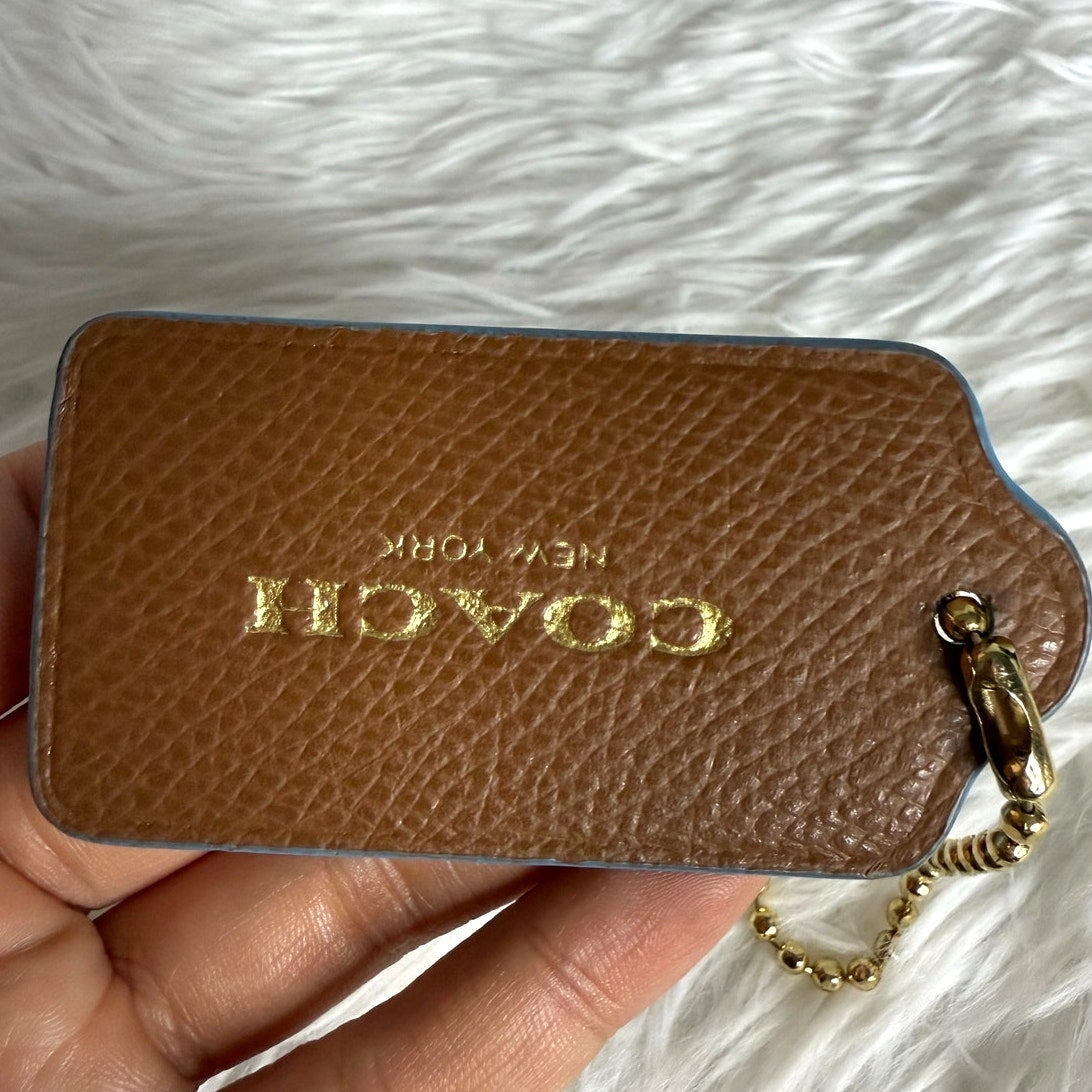 3" Coach Brown BlueFob Bag Charm Hang tag Hangtag