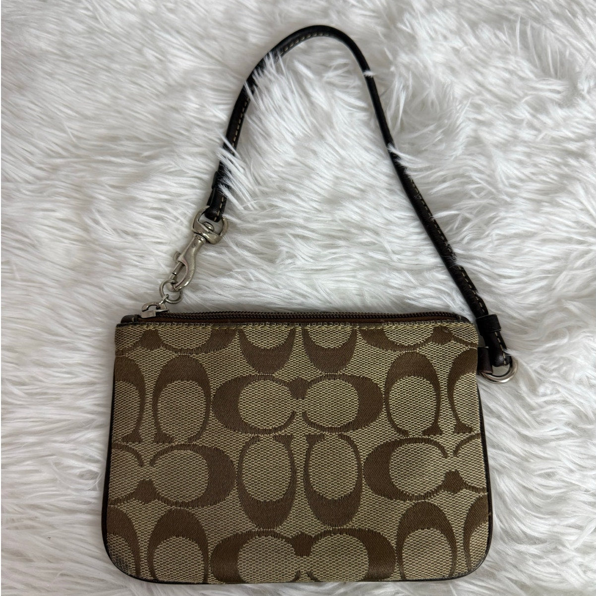 COACH Brown Signature Canvas Wristlet