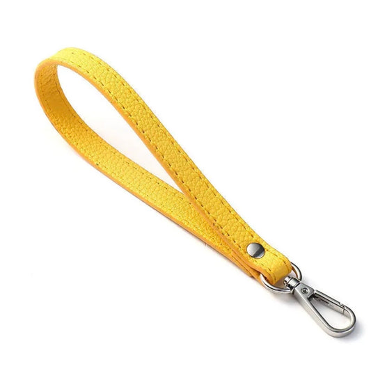 Yellow and Silver Wrist Strap Bag Strap 20CM PU Leather Handles