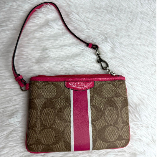 SALE COACH Brown Pink Wristlet