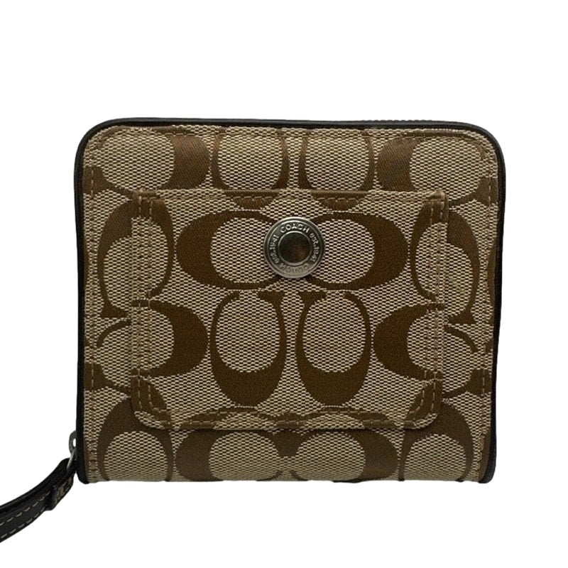 y2k COACH Brown Signature Canvas Med Wallet