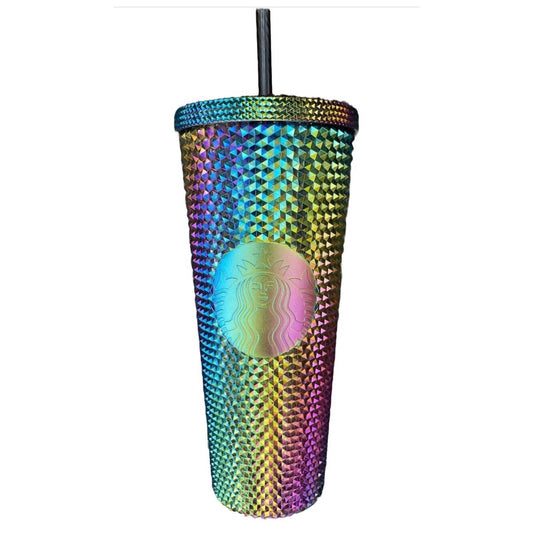 STARBUCKS LimitedEdition Studded Oil Slick Rainbow Iridescent Tumbler Fall 2023