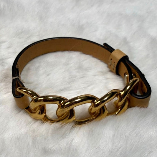 Coach Gold Chain Leather Bracelet