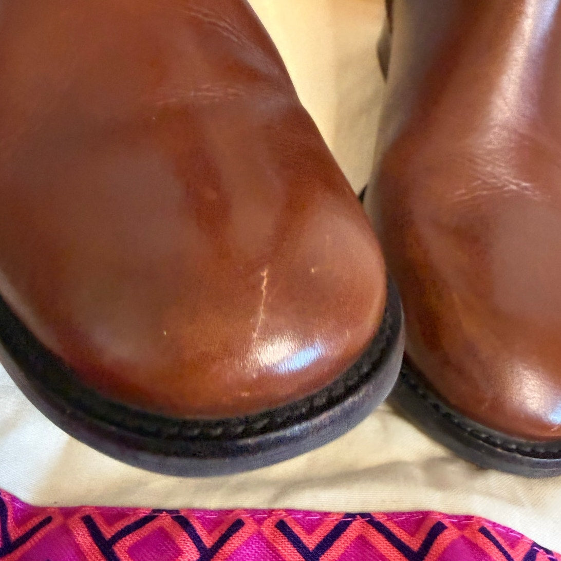 Tory Burch BRITA Riding Boot, Sienna Brown Leather Wmns Sz US6M, MSRP$495