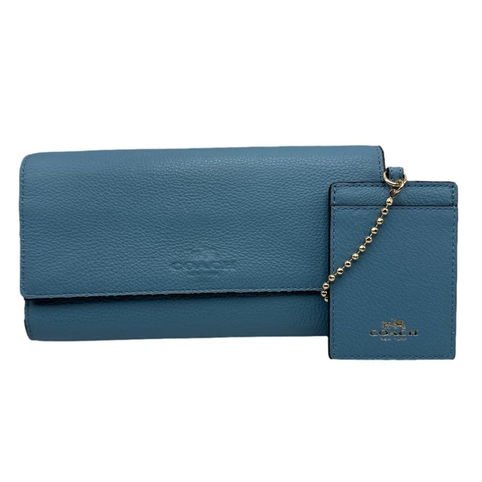 COACH Blue Wallet with Chain Id / Card Slot Case