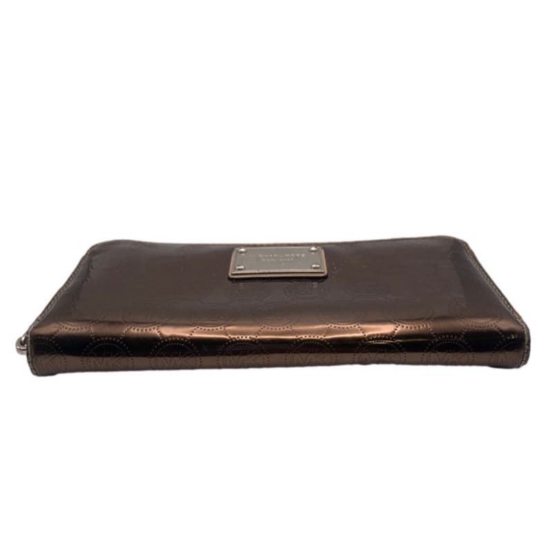 Michael Kors Bronze Signature Patent Leather Zip Around Wallet