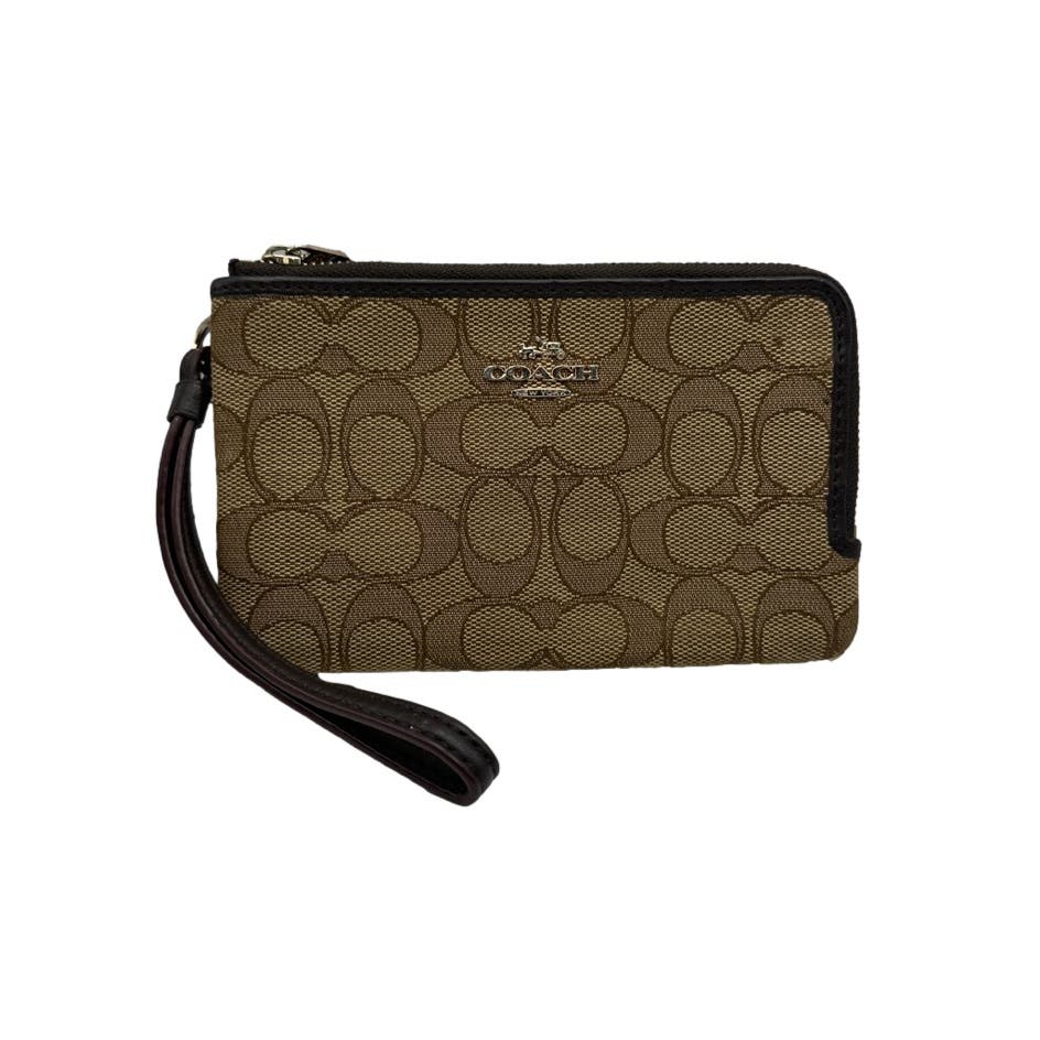 COACH Brown Signature Canvas Wristlet