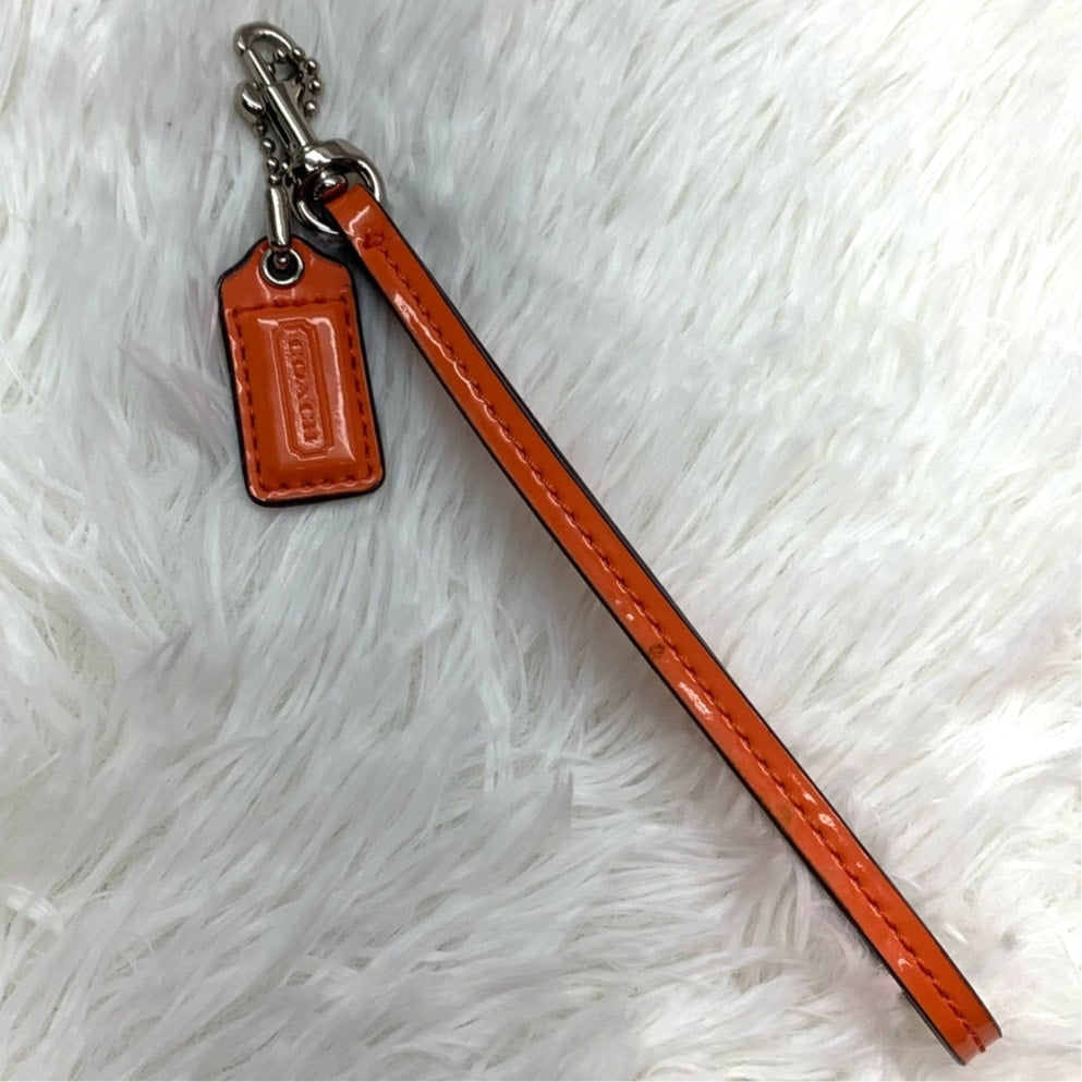 COACH Orange Patent Leather Replacement Hangtag Hang tag and Wristlet Strap