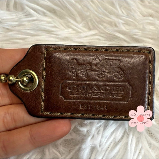 2.5" COACH Leatherware 1941 Brown Fob Bag Charm Hang tag Hangtag