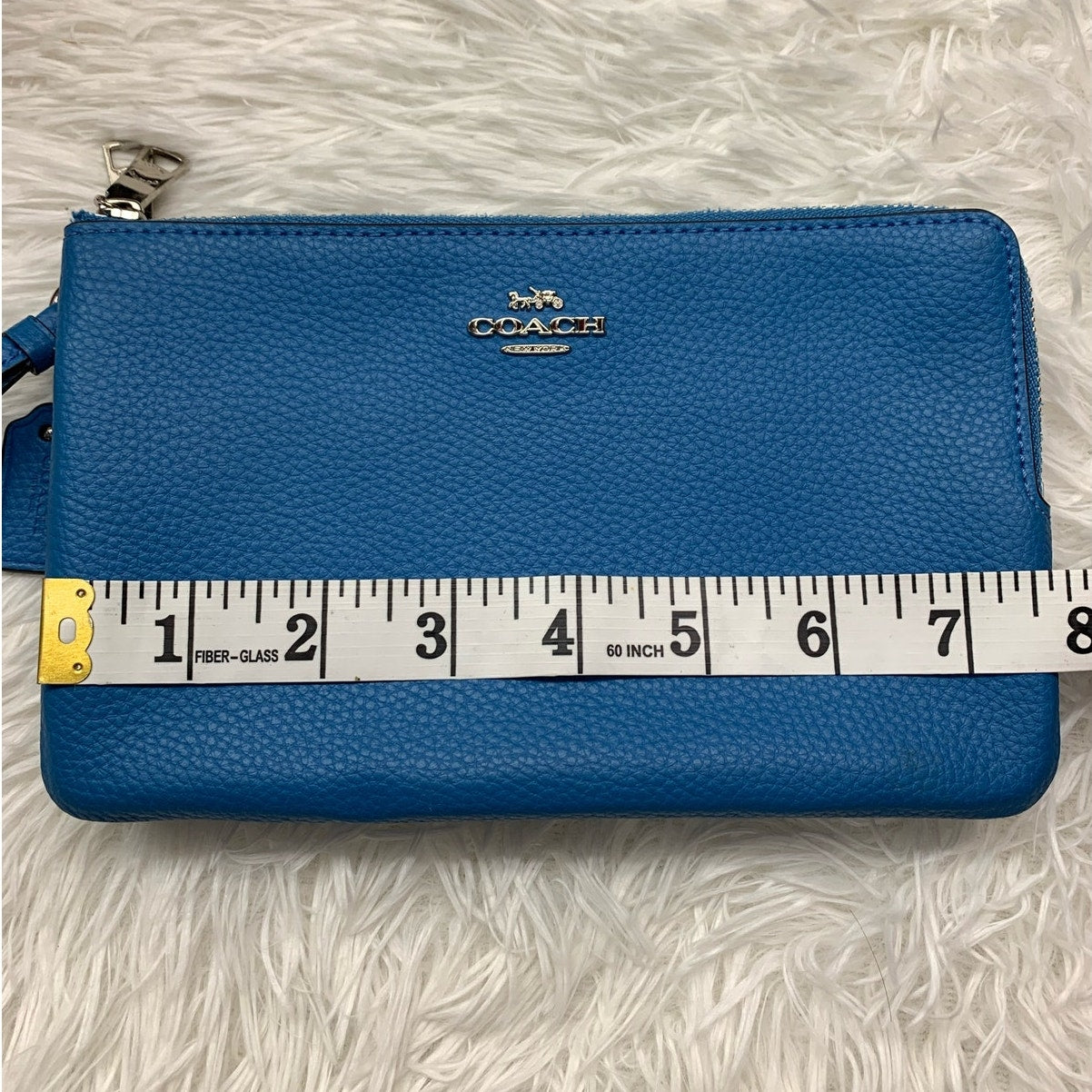 COACH Blue Double Zipper Wristlet with Card Slot