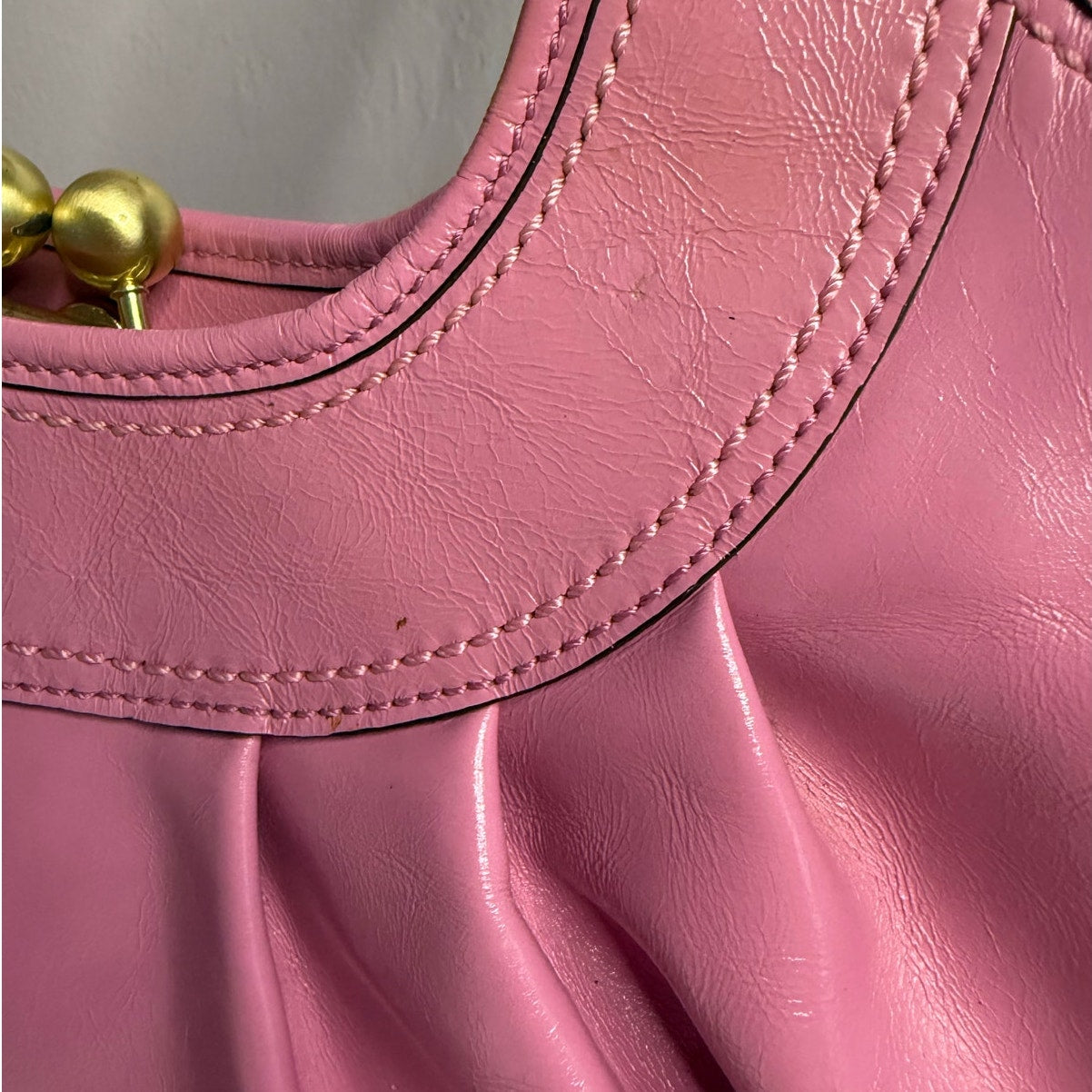 y2k COACH 2008 Pink 12520 Patented Leather Ergo Shoulder Bag