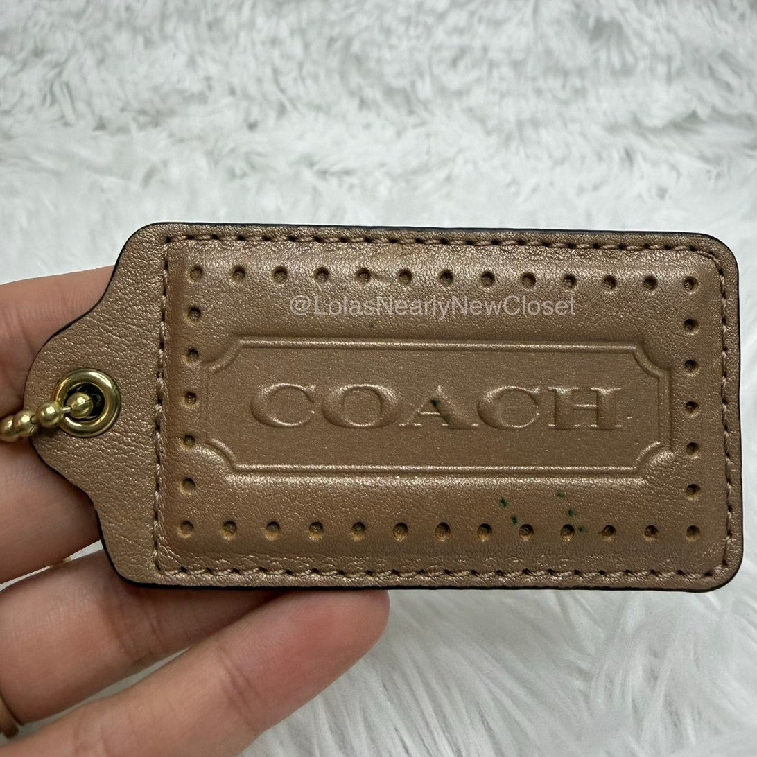 3" COACH Brown Metallic Fob Bag Charm Hang tag Hangtag