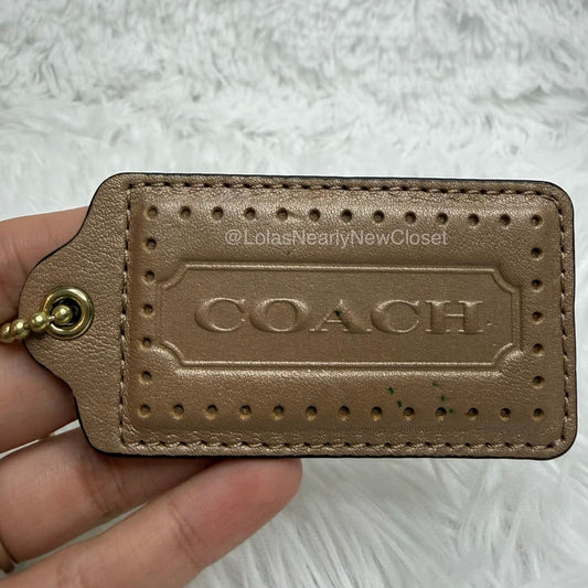 3" COACH Brown Metallic Fob Bag Charm Hang tag Hangtag